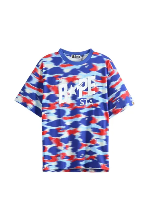 A BATHING APE® camouflage-print T-shirt Blue 1M30109304
