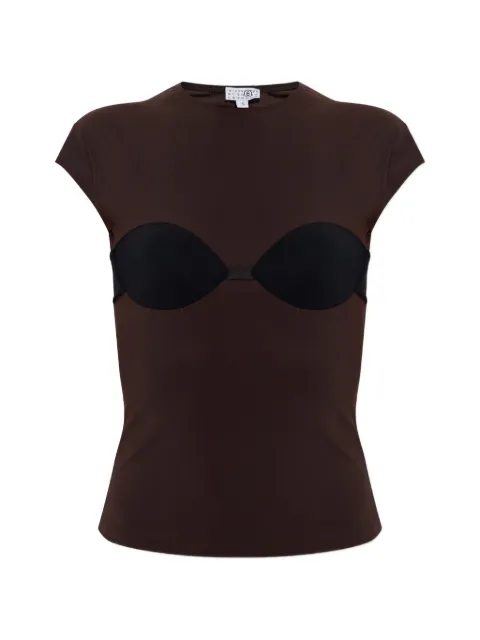 MM6 Maison Margiela bra-overlay T-shirt Brown MXM260080