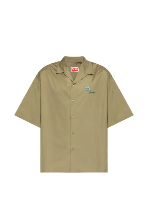 Kenzo tulip-embroidered short-sleeve shirt Green FG65CH1329LF
