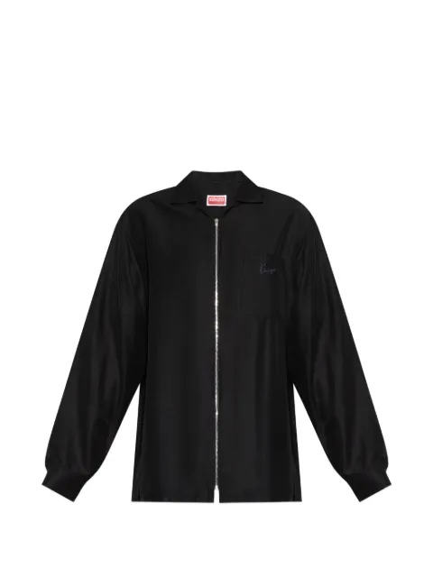 Kenzo zip-up logo-embroidered shirt Black FG65CH4529WA
