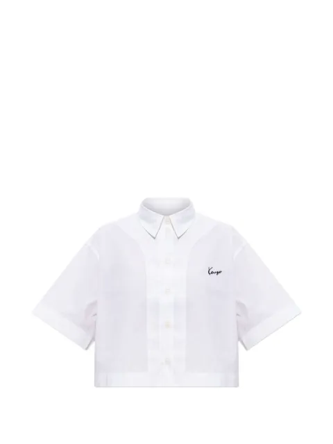 Kenzo logo-embroidered cropped shirt White FG62CH2849LH