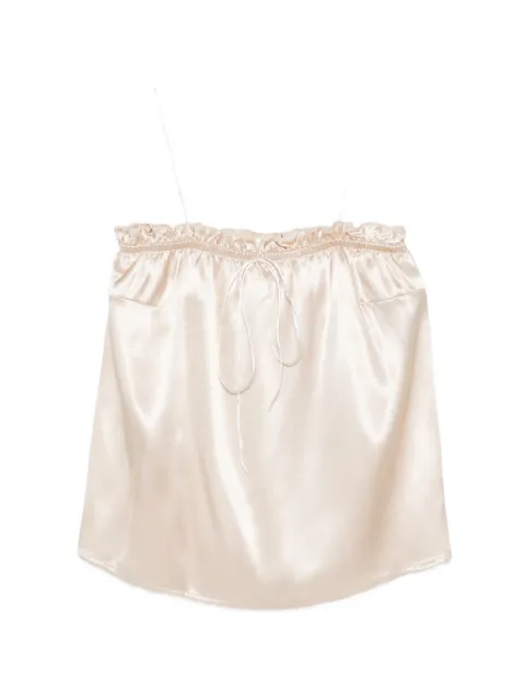 THE NINA STUDIO ruffled spaghetti-strap top Neutrals N2746