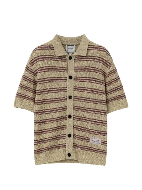 Wooyoungmi striped short-sleeve cardigan Green W261KN14518F