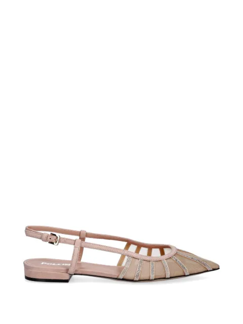 Pollini Bling Bling crystal-embellished slingback ballet flats Neutrals SA11111C1OTA0609