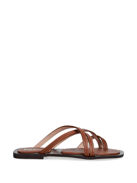 Pollini strappy pebbled-effect slides Brown SA28261G0OTD0217