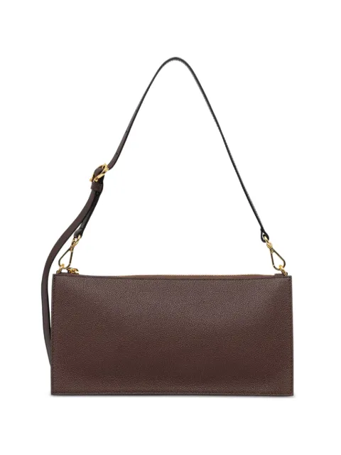 Pollini pebble-textured logo-patch shoulder bag Brown PC4456PP0OQC2