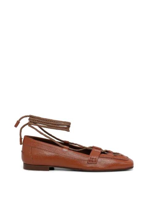 Pollini lace-up square-toe ballet flats Brown PA10201C1OPF0211