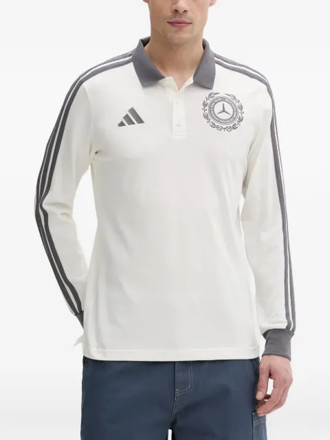 adidas Mercedes logo-embroidered long-sleeve polo shirt Neutrals KE8281