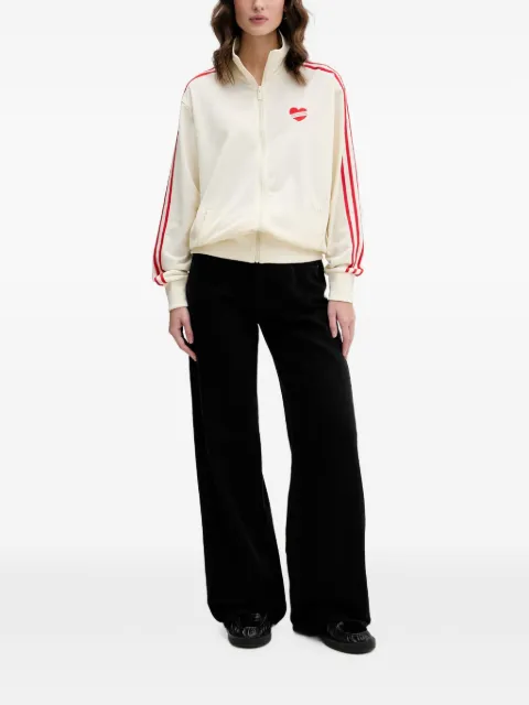 adidas heart-embroidered side-stripe jacket Neutrals KQ8075