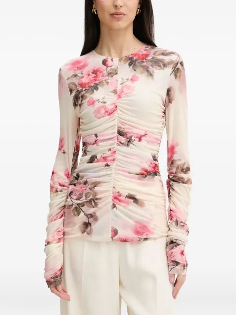 Silvian Heach Vanas floral-print ruched top Neutrals GPP26283TS