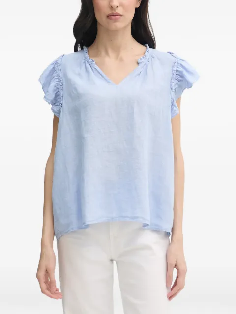 Mos Mosh ruffled V-neck blouse Blue 178100