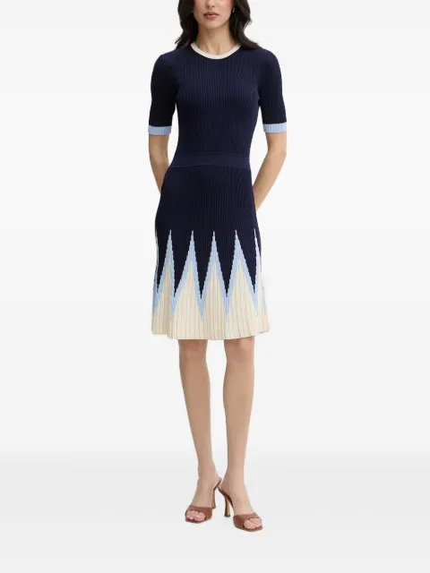 Silvian Heach Allandi chevron-pattern ribbed-knit mini dress Blue GPP26495VE