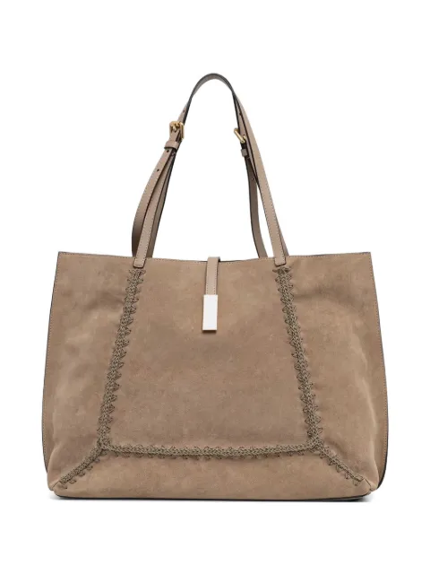 Pollini Austin whipstitch-trim suede tote bag Neutrals PC4444PP1OQE1