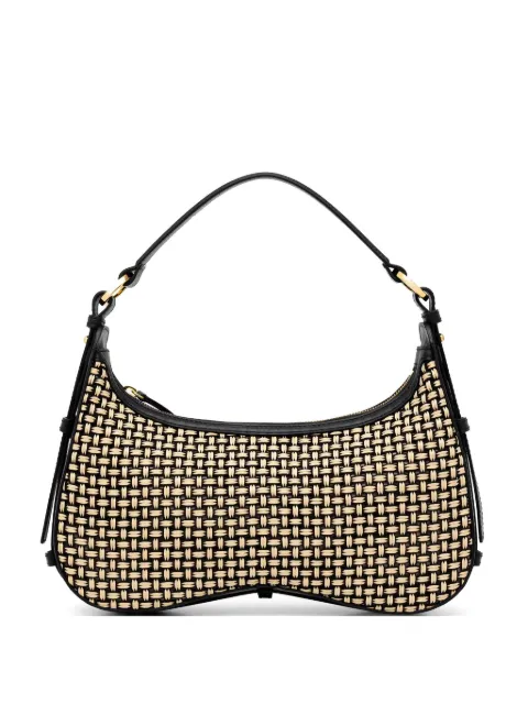 Pollini Identity woven leather-trimmed shoulder bag Black PC4440PP1OQF1