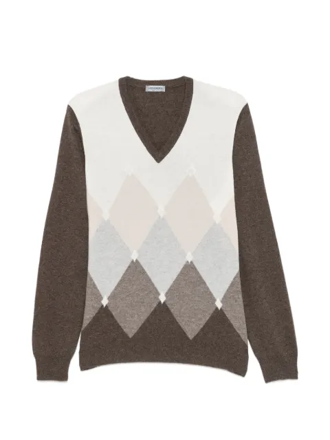 Vengera argyle-pattern V-neck sweater Brown 5910919680184