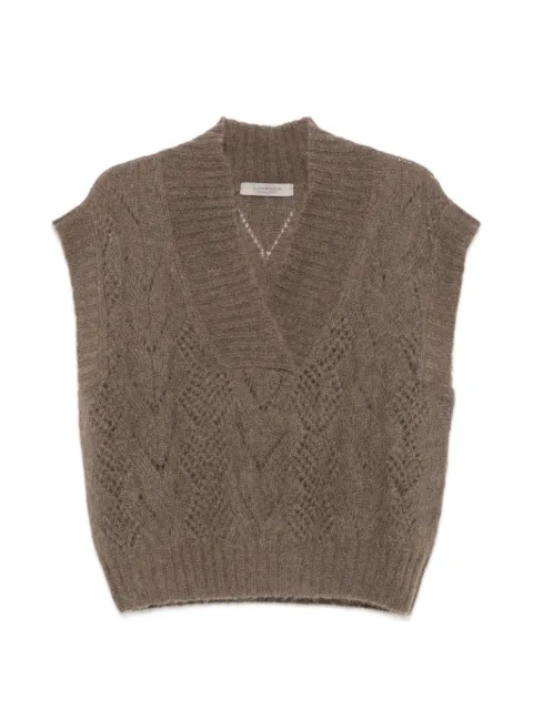 D.Exterior pointelle-knit V-neck sweater Brown 6319112VIS