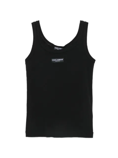 Dolce & Gabbana logo-patch ribbed-knit tank top Black F8K97TGDDXI