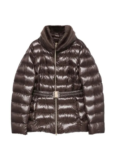 Herno belted faux-fur collar jacket Brown PI0485DICM0512017Z8800