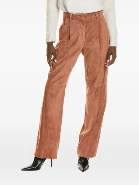 Brunello Cucinelli suede pleated trousers Brown MPPCLP8076C7434