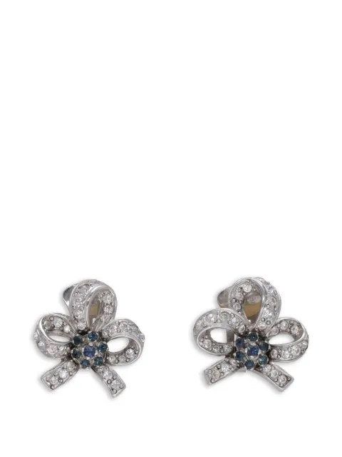 Vintage bow-detail crystal-embellished earrings Silver WCV130320254811