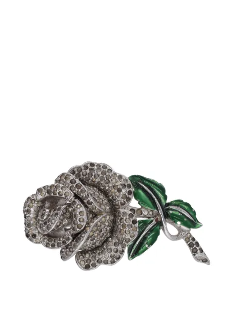 Vintage rose crystal-embellished brooch Silver WCV130320254817