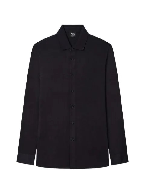 Armani Exchange logo-embroidered long-sleeve shirt Blue XM002370AF21936UB101