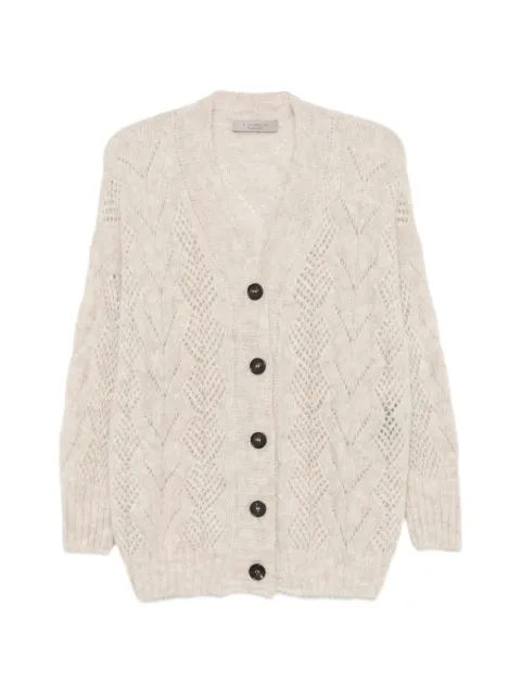 D.Exterior open-knit button-up cardigan Neutrals 6319411RES