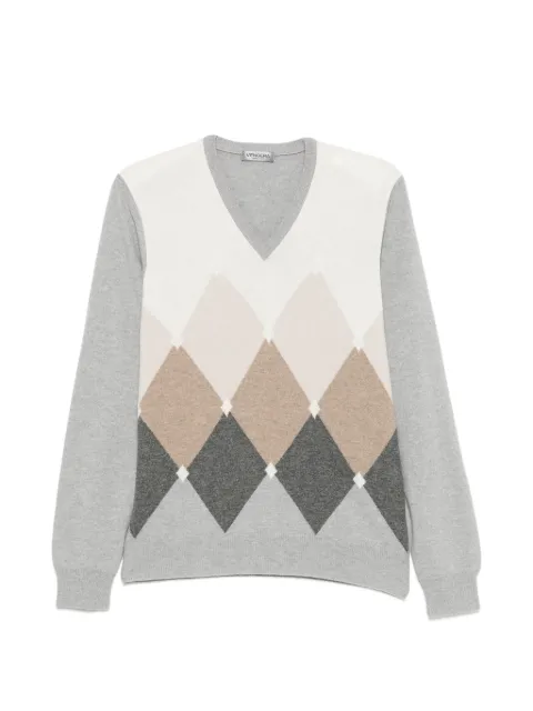 Vengera argyle-pattern V-neck sweater Grey 5910919680061