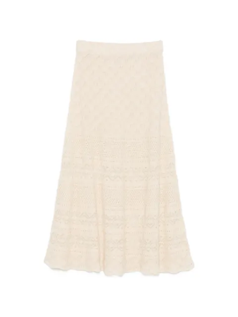 D.Exterior pointelle-knit flared skirt Neutrals 631886VANI