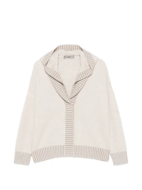 D.Exterior ribbed-trim cardigan Neutrals 6322211RES