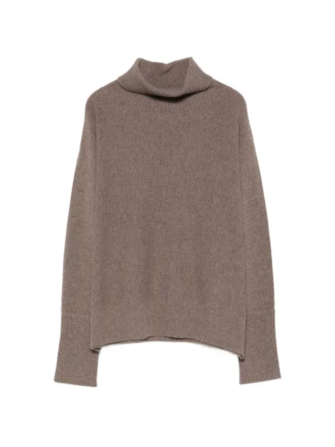 D.Exterior roll-neck button-cuff sweater Brown 63116
