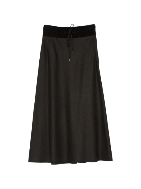 D.Exterior ribbed-knit drawstring skirt Brown 63745
