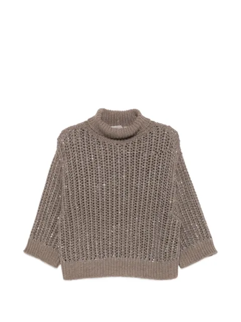 D.Exterior sequin-embellished open-knit sweater Brown 6310312VIS