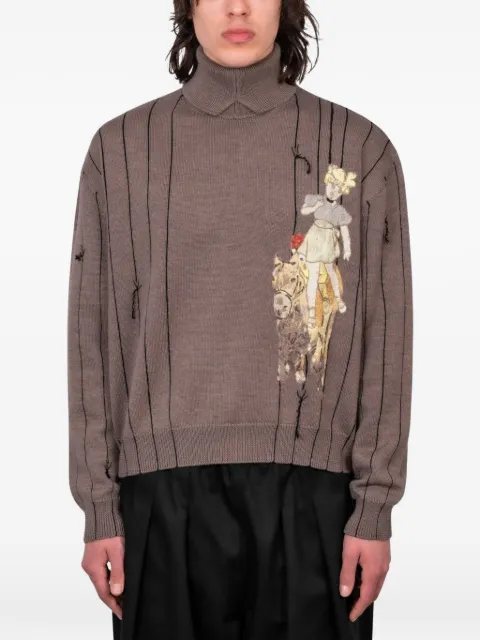 Enfants Riches Déprimés embroidered pinstripe sweater Brown 080280