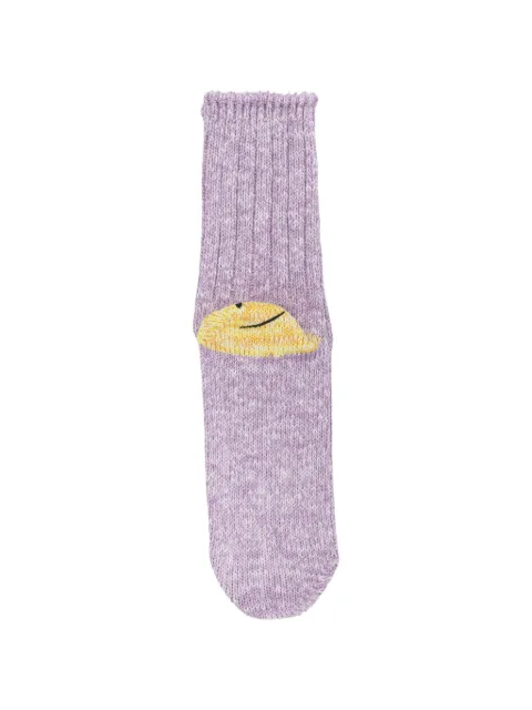 KAPITAL Rainbow Happy Heel ribbed-knit socks Purple EK1363XSAPURPLE