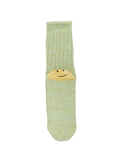KAPITAL Rainbow Happy Heel intarsia-knit socks Green EK1363XSAGREEN