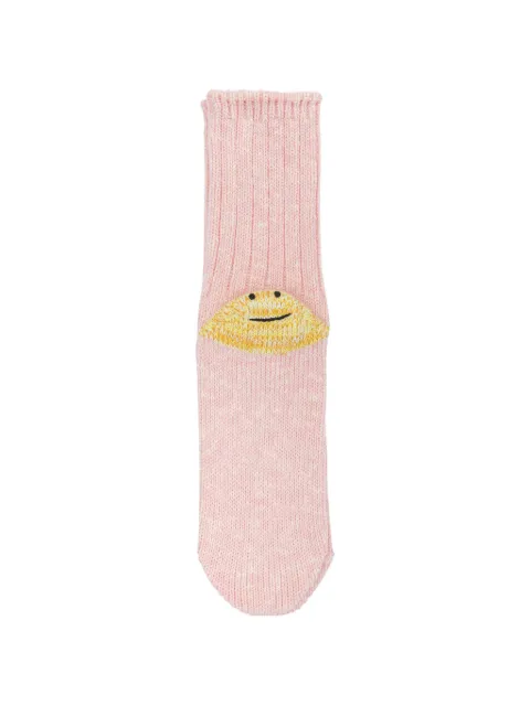 KAPITAL Rainbow Happy Heel ribbed-knit socks Pink EK1363XSAPINK