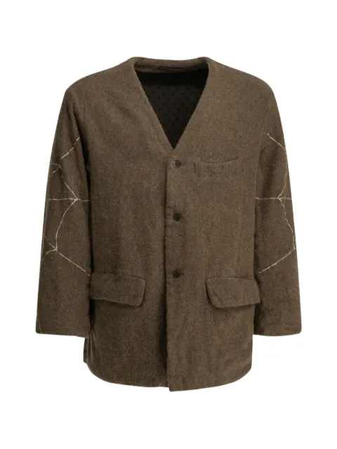 KAPITAL embroidered collarless jacket Brown K2512LJ210BROWN
