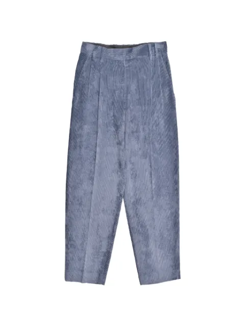 Brunello Cucinelli pleated corduroy cropped trousers Blue MP541P8292C440