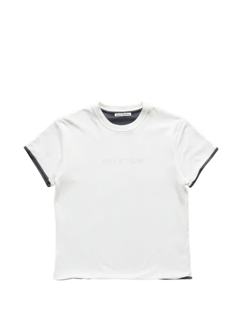 Acne Studios logo-embroidered contrast-trim T-shirt White AL0567