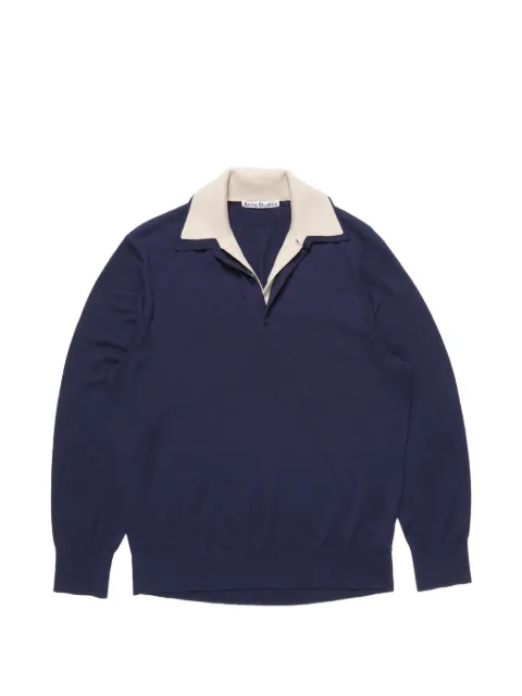 Acne Studios contrast-collar silk-blend sweater Blue A60591
