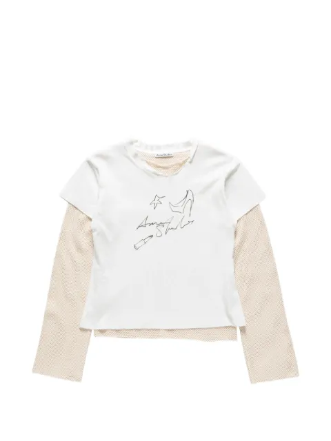 Acne Studios layered graphic-print T-shirt White AL0557