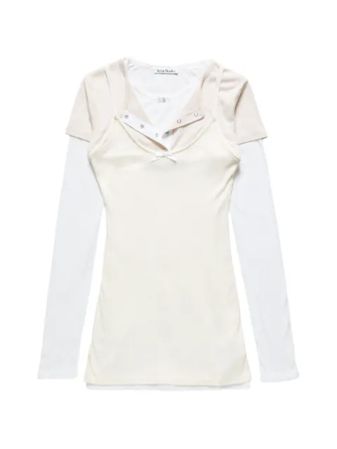 Acne Studios layered-effect bow-detail mini dress Neutrals A20969