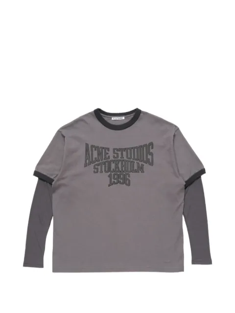 Acne Studios logo-print layered-sleeve T-shirt Grey AL0559