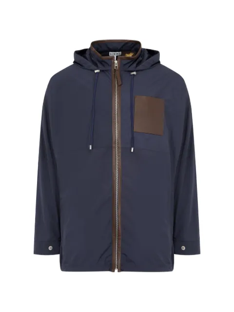 LOEWE x Paula's Ibiza leather-trimmed hooded coat Blue H616Y02X22