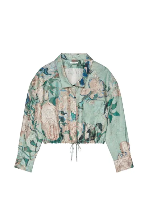 Givenchy rose-print cropped shirt Green BW61LF16R1