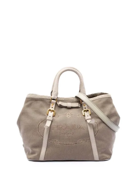 Prada Pre-Owned 2013-2026 Canvas Canapa Logo satchel Brown GHGXWLNQID5WJDJX