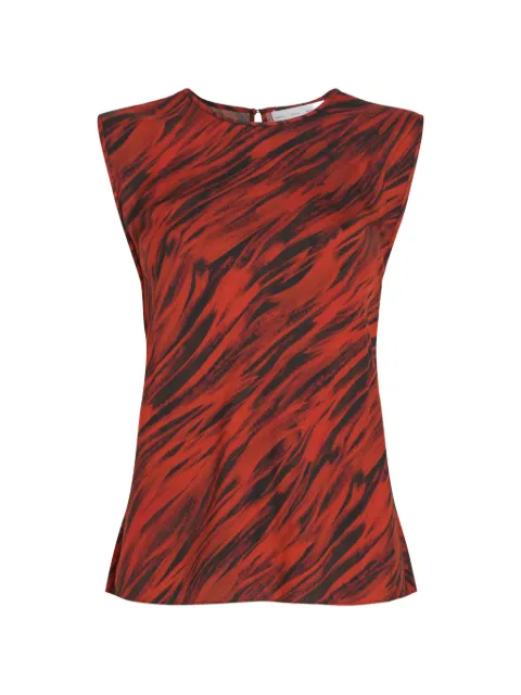 Proenza Schouler White Label Megan top in printed twill Red WL2634678BY368