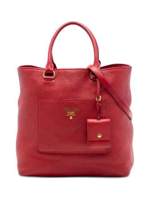 Prada Pre-Owned 2010-2026 Vitello Daino Front Pocket Convertible Tote satchel Red YV2CH9G4Z0LZFCDB