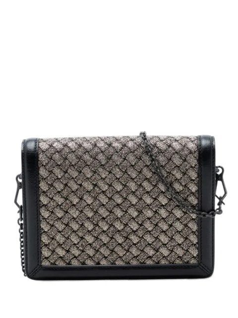 Bottega Veneta Pre-Owned 2012-2026 Mini Leather and Metallic Knit Intrecciato Montebello crossbody bag Black EFEDDIA59MFO25V3